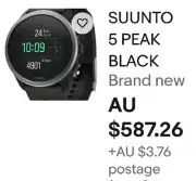 Suunto 5 Peak Pro Fitness Training Watch Multi Function Black FINLAND MADE POST!