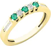 Dazzlingrock Collection 14K Round Gemstone & White Diamond Ladies Anniversary Wedding Stackable Band Guard Ring, Yellow Gold