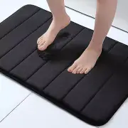 Ultra Soft Memory Foam Bath Mat, 24" x 16", Non-Slip, Machine Washable, Black