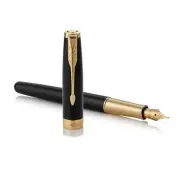 PARKER Sonnet Lacquer Black GT Fountain Pen, Fine Nib, 18K Gold Nib, Gift Box In