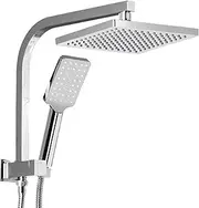Cefito Shower Head, 8" Rain Hand Showers Rail Taps Holder Handheld Showerhead Bath Accessories Bathroom Set Fixtures Wall, with Stainless Steel Water Hose High Pressure Portable Silver