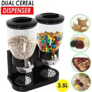 Double Cereal Dispenser Dry Food Grains Candy Container Nuts Rice Storage Box AU