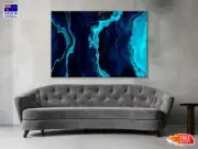 Blue Marble & Gold Abstract Wall Canvas Home Decor Australian Made Quality
