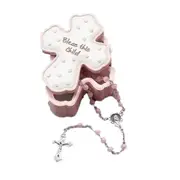 Roman Inc - Trinket Box With Rosary - Bless This Child Pink