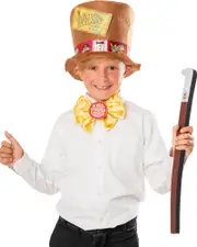 Willy Wonka Child Felt Top Hat Bow Tie and Cane Set
