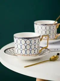 在飛比找樂天市場購物網優惠-金邊咖啡杯碟英式下午茶具輕奢陶瓷家用咖啡杯歐式小奢華套裝骨瓷