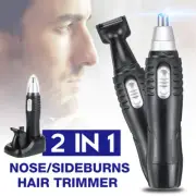 2 IN 1 Electric Nose Ear Hair Trimmer Eyebrow Shaver Clipper Groomer Cleaner