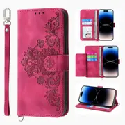 MCC iPhone 14 Pro Wallet Case Cover Extra Card Slots with Strap Apple 14Pro [Red]