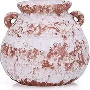 [YPDTSNGV] Vases, Rustic Ceramic Farmhouse Terracotta Vase with Handles - Perfect Pottery Vases for Boho Decor, Artisanal Flower Vase for Home Decor, Living Room, Office, or Wedding Centrepieces(Small)