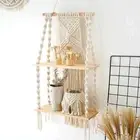 Macrame Wall Hanging Shelf Boho Tassel Shelves for Bedroom Living Room Decor