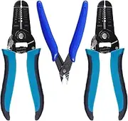 Glarks 3Pcs Wire Stripping Tool and Wire Flush Cutter Set, Professional 10-22AWG Wire Stripper Cutting Pliers Stainless Steel Side Cutter, Multi-Function Hand Tool for Electronics