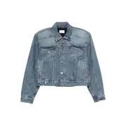 [Haikure] Haikure Button-fastening Denim Jacket S BLUE