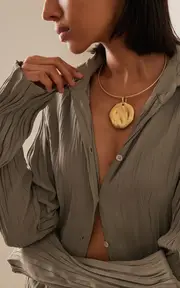 [Lauren Rubinski] 14K Yellow Gold Wire Necklace