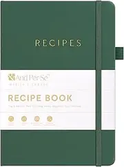 &And Per Se Blank Recipe Book to Write in Your Own Recipes, Empty CookBook Journal to Organize Your Recipes, Hardcover Notebook - 5.7 X 8 Inches (Green)
