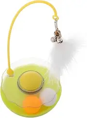 Interactive Cat Turntable Toy Ball Egg-Shaped Wobble Feather Wand for Indoor Play