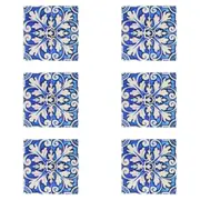 6x LVD Ceramic/Cork Trivet Malaga Tile Table Mat Home/Kitchen Decor 15cm Blue