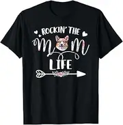 [X.Style] Corgi Rockin The Mom Live ds748 T-Shirt (S) Black