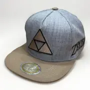 Legend Of Zelda Snapback Hat Gray Black Triforce Logo Flat Brim Nintendo Cap