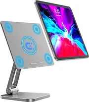 Magnetic Tablet Stand for iPad Air 13 inch M2 (2024), Foldable Portable Adjustable Magnetic iPad Stand for iPad Pro 12.9'' 6th/5th/4th/3rd, Aluminum Alloy, Grey