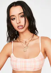 [Dolls Kill] Peach Picnic Elvina Bikini Top