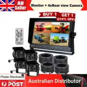 9" Quad Monitor For Truck Tractor Reversing Security 4x CCD Rear View Camera Kit
