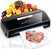 Vacuum Sealer, 90Kpa Precision Vacuum Sealer for Food with Built-in Cutter & Built-in Storage, Dry& Moist& EXT-Vac& Pulse, 14-in-1 Food Vacuum Sealer Machine with Vacuum Bags, Black