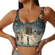 [CADREWY] Physics Print Print Lightweight Summer to Winter Fashion Women Sports Vest Yoga Workout Vest for Women