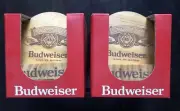 (set of 8) Budweiser Wooden Coasters Round Coasters Wood w/ Holder Free Ship New