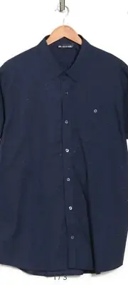 NWT Travis Mathew Navy Blue Studebaker Short Sleeve Regular Shirt Mens Medium