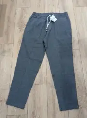 $830 Mens Brunello Cucinelli Drawstring Flat Front Pants Piombo 2XL
