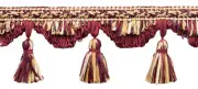 Ribbon Tassel Fringe Trim, Color# 8301 - Gold Blood Red [5 Yards]