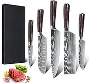 Dfito Knives Set for Kitchen, 5 Piece Sharp Knife Set with High Carbon Stainless Steel, Chef Knife Set professional with Gift Box