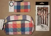 Vera Bradley Tropics Plaid *FREE BLENDER* Cosmetic Bag & Zip ID See Description