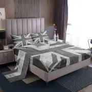 United Kingdom Flag Bed Sheet Set Union Jack Bedding Set Grey UK Flag Fitted ...