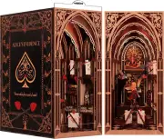 Miniature Dollhouse DIY Kit, 3D Alice in Wonderland Puzzle Bookend LED Book Nook