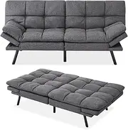 Opoiar, Modern Convertible, Sleeper Couch,Memory Foam, Compact Sofa,Loveseat Futon Bed, Sofabed, Grey-Update