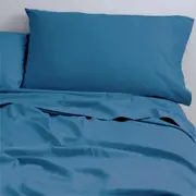 Park Avenue 500TC Queen Bed Natural Cotton Fitted/Flat Sheet/Pillowcases Blue