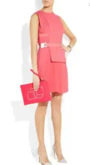 CHRISTOPHER KANE Pleated Belted Wool Mini Dress