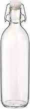 Bormioli Rocco Emilia Glass Bottle with Transparent Cap, 1 Liter Capacity