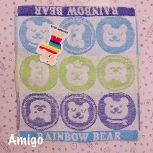 日本 彩虹熊 彩虹小熊 小熊 熊 手帕 方巾 毛巾 小方巾 小毛巾 小手帕