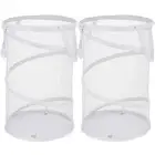 2 Pack White Large Collapsible Laundry Basket Foldable Mesh Pop Up Hamper wit...