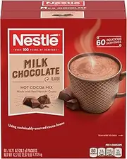 Nestle Hot Chocolate Packets, Milk Chocolate Flavor Hot Cocoa Mix, Made with Real Cocoa, Bulk Pack, 0.71 oz Packet (60 Count)