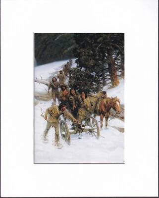8X10" Matted Print Art Painting Picture, Tom Lovell: Captain Fremonts Howitzer
