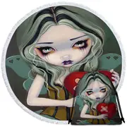 Melancholy Valentine Mending a Broken Heart Fairy Round Beach Towel