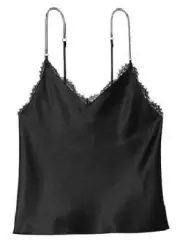 VICTORIA'S SECRET SHINE ROPE STRAP SATIN LACE OPEN BACK CAMI SLEEP TOP XL NWT