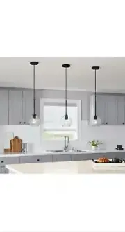 Smoke Grey Glass Globe Pendant Lamp Shade with 2-1/4 In Fitter (3 Pack) New