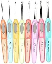 Crochet Hooks Kit - 8 Piece Set Extra-Long Crocheting Needles with Soft, Ergonomic Handle Crochet Hooks Set and 8 Hook Sizes - Knitting & Crochet Supplies for Beginners, Comfortable/Easy to Use