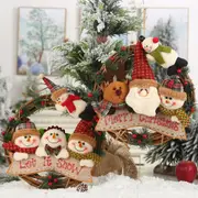 2 Pack Old Man Snowman Elk Rattan Ring Garland Christmas Tree Decoration Pendant