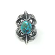 Kevin Yazzie Navajo Sterling Silver Ring Royal Tufa Design Hubei Turquoise