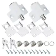 2 Set Sliding Window Locks Push-In Sliding Window Security Lock with Keys White